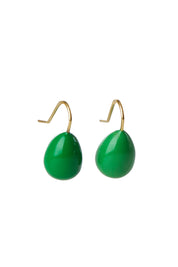 Product shot of the Enamel Drop Earrings in colour Green (Green), from the front