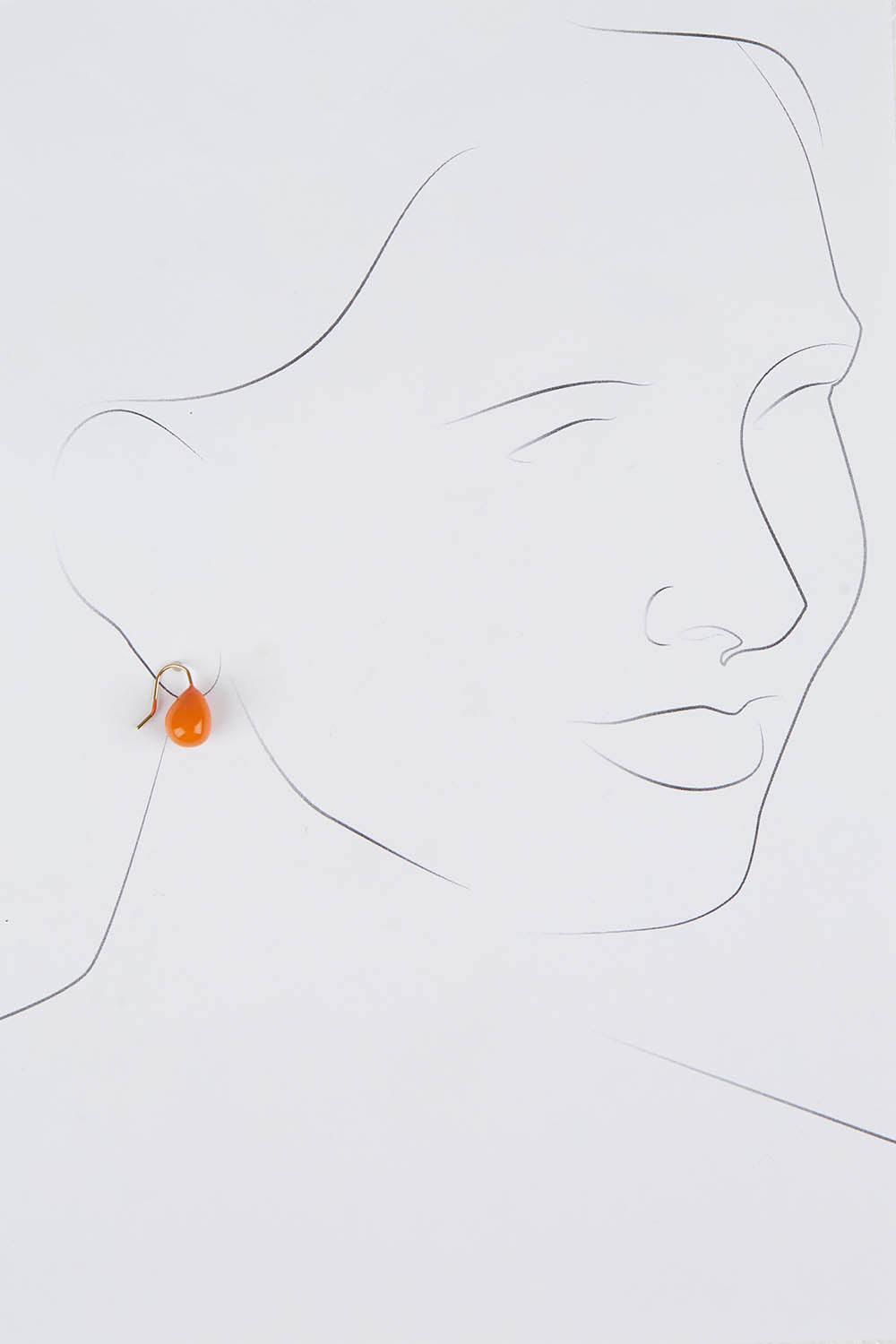 A model wearing size OneSize of the Enamel Drop Earrings in colour Orange, from the front, showing the whole outfit