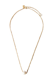 Product shot of the Single Pearl Necklace in colour Gold (Metallics), from the front