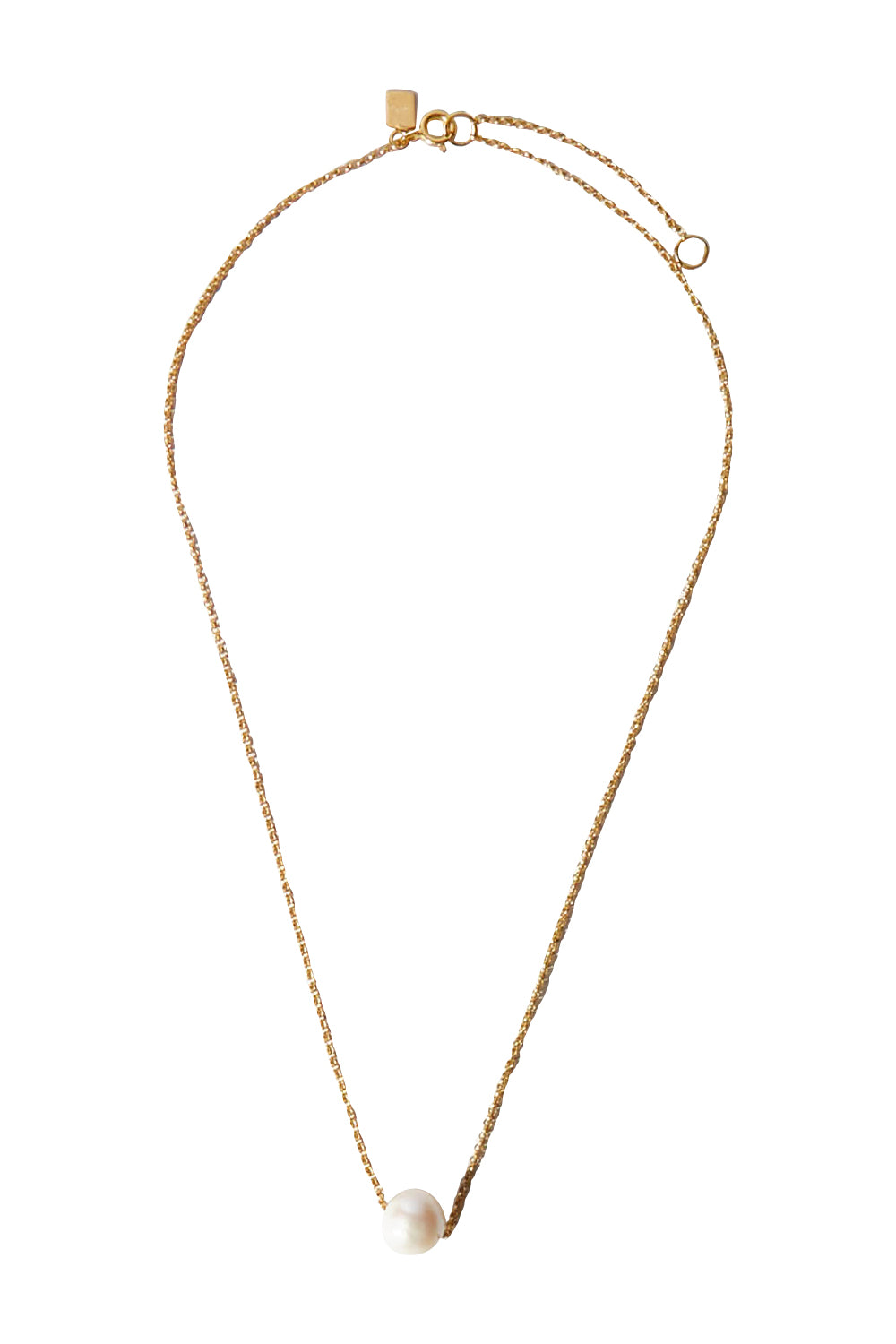 Product shot of the Single Pearl Necklace in colour Gold (Metallics), from the front