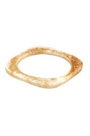 Product shot of the Square Resin Stacking Bangle in colour Horn, from the front