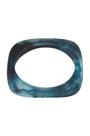 Product shot of the Square Resin Stacking Bangle in colour Navy (Blue), from the front