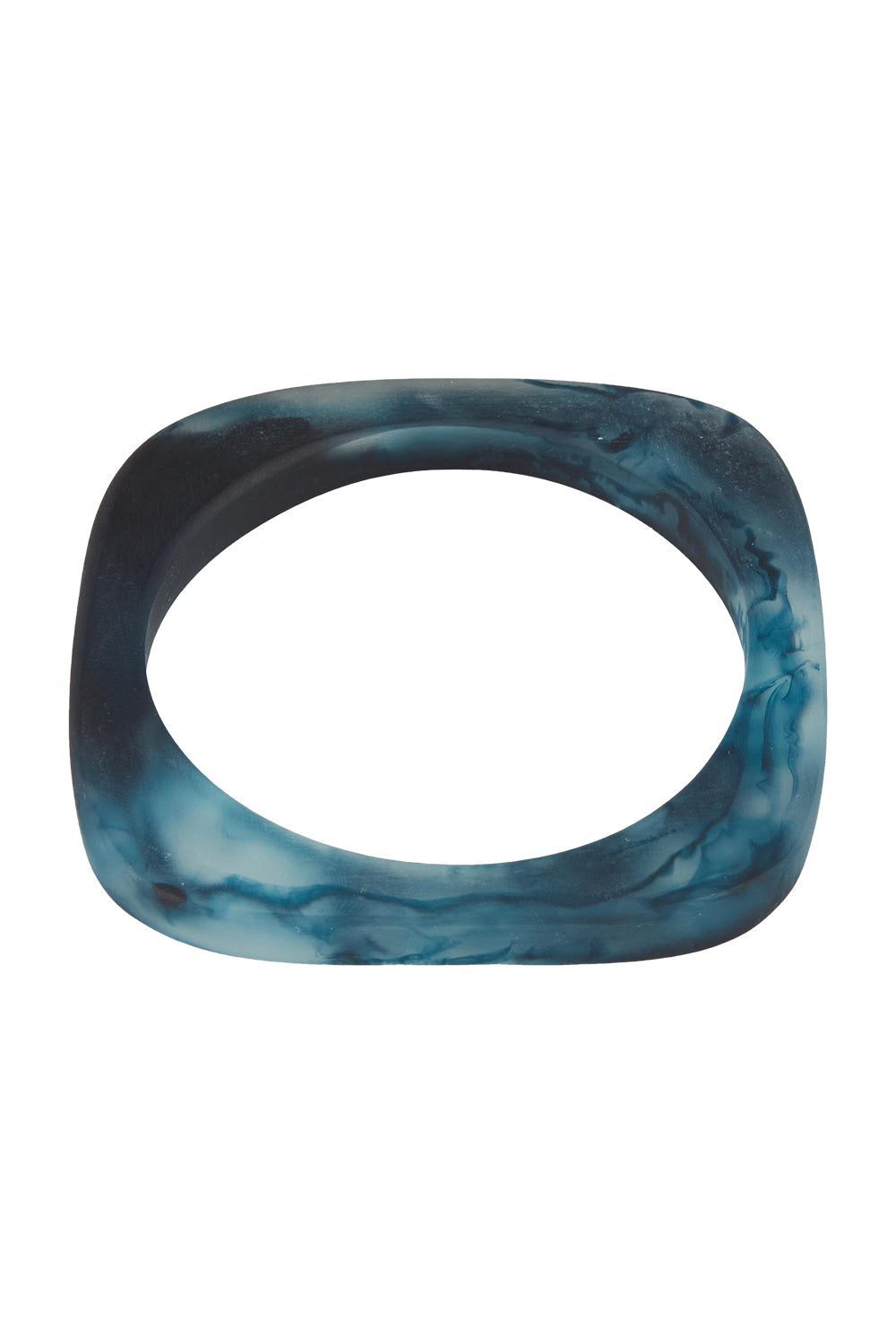 Product shot of the Square Resin Stacking Bangle in colour Navy (Blue), from the front