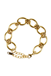 Product shot of the Sybil Gold Link Bracelet in colour Gold (Metallics), from the front