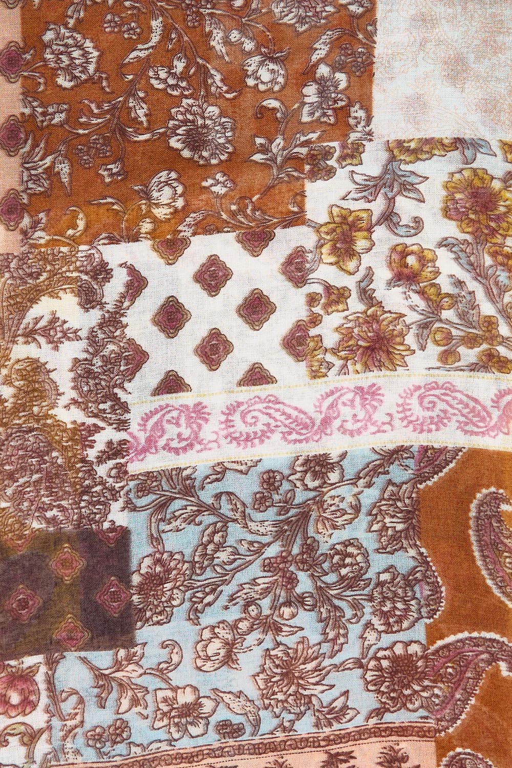 Product shot of the Tara Patchwork Lightweight Scarf - Patchwork in colour Patchwork, from the back