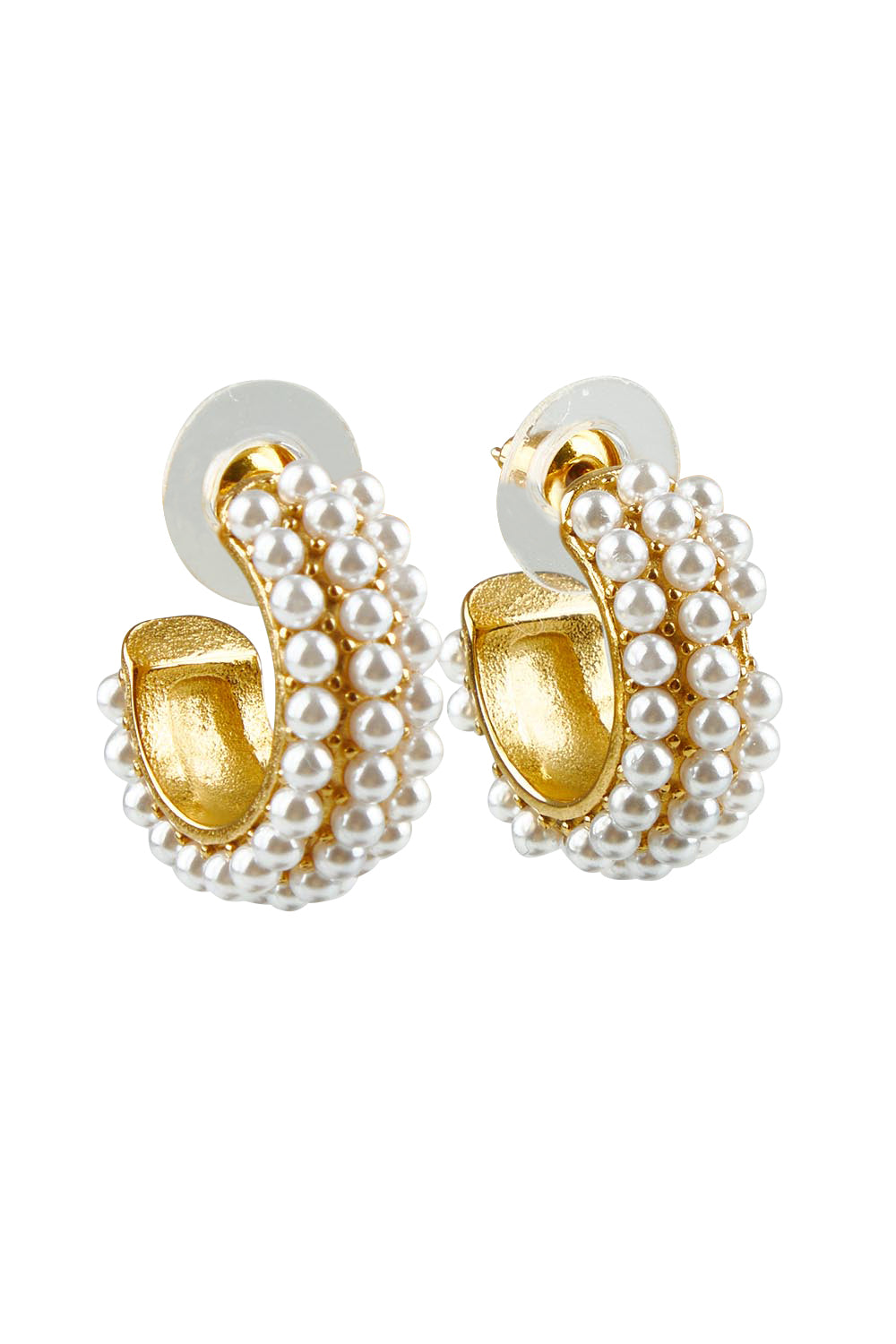 Product shot of the Vivienne Pearl Hoop in colour Goldpearl (Metallics), from the front