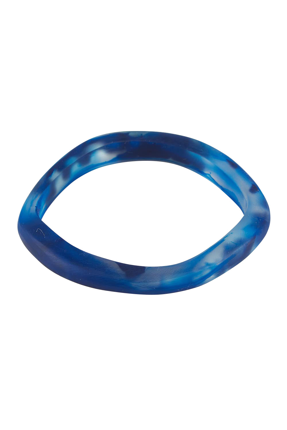 Product shot of the Wave Resin Stacking Bangle in colour Cobalt (Blue), from the front