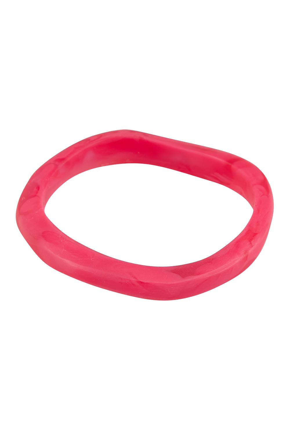 Product shot of the Wave Resin Stacking Bangle in colour Hotpink (Pink), from the front