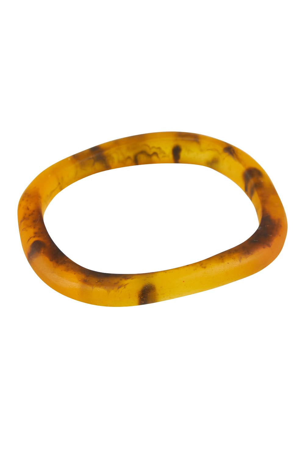 Product shot of the Wave Resin Stacking Bangle in colour Tortoise, from the front