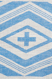 Product shot of the Hammamas Aztec Cotton Towel in colour AztecBlue (Blue), detail