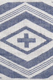 Product shot of the Hammamas Aztec Towel in colour Navy (Blue), detail