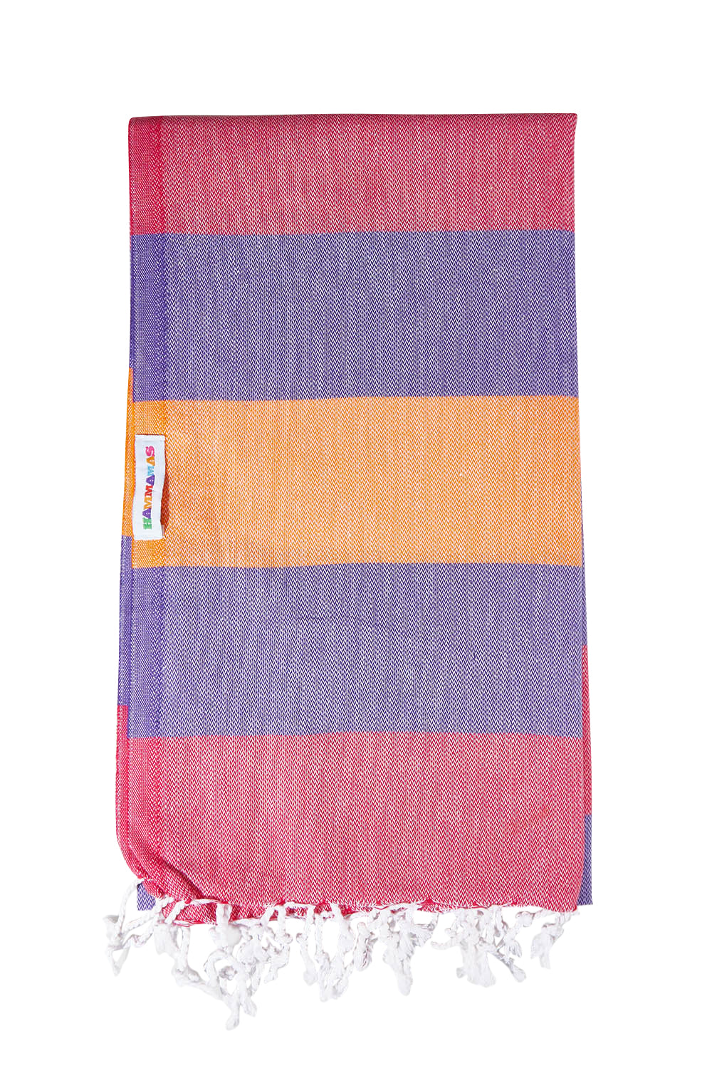 Product shot of the Hammamas Clash Towel in colour Candyiris (Pink), from the front