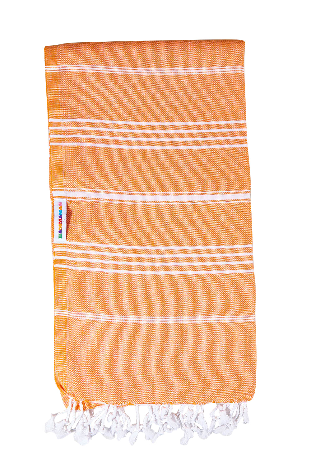 Product shot of the Hammamas Original Cotton Towel in colour Orange, from the front