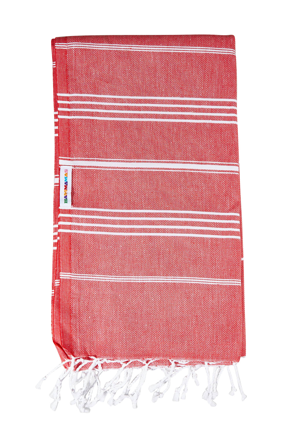 Product shot of the Hammamas Original Cotton Towel in colour Flame (Red), from the front