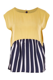 Product shot of the Sleeveless Tank in colour Sunset (Blue), from the front