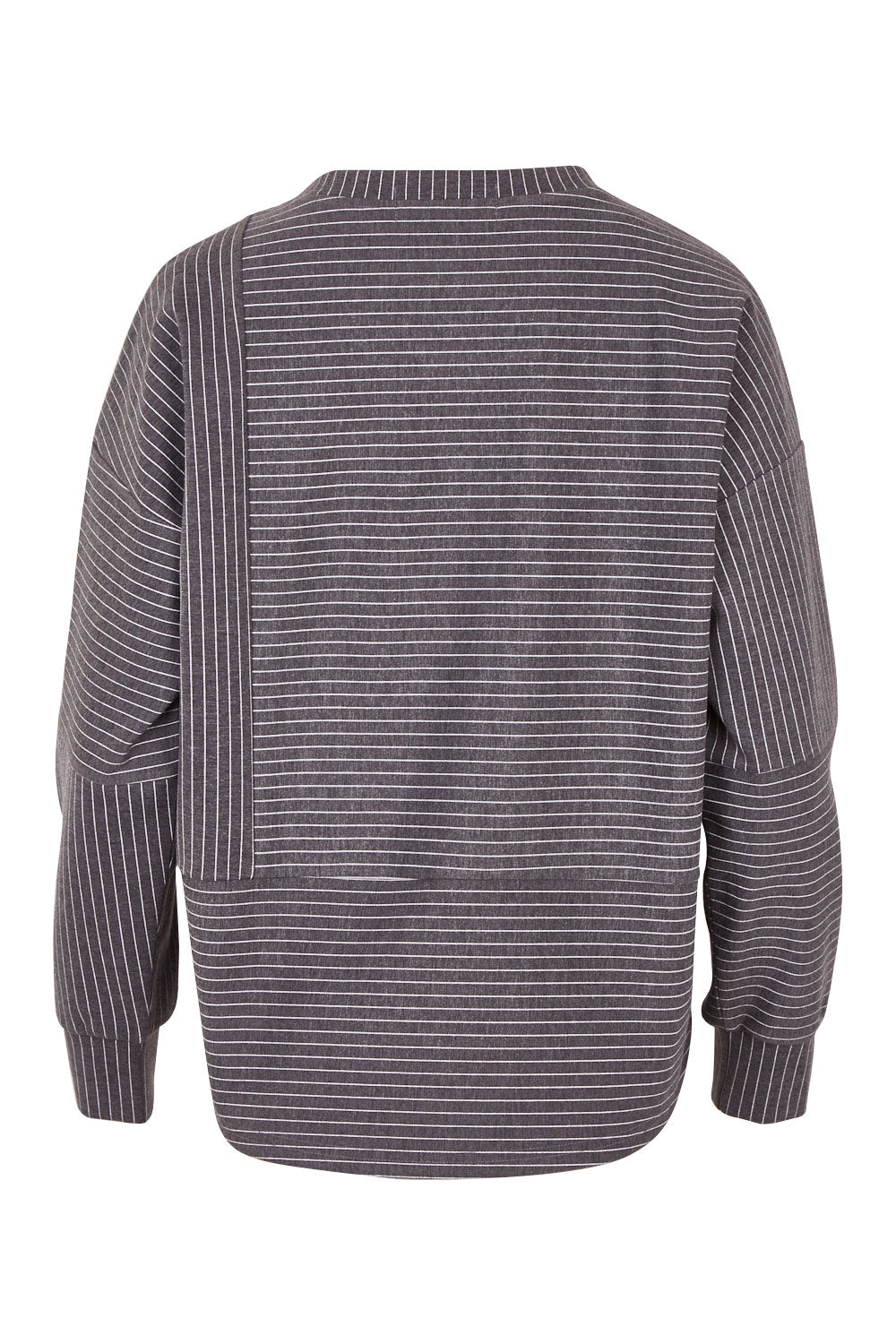 Product shot of the Contrast Stripe Sweater in colour Pockets (Grey), from the back