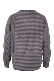 Product shot of the Contrast Stripe Sweater in colour Pockets (Grey), from the back