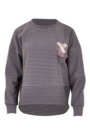 Product shot of the Contrast Stripe Sweater in colour Pockets (Grey), from the front