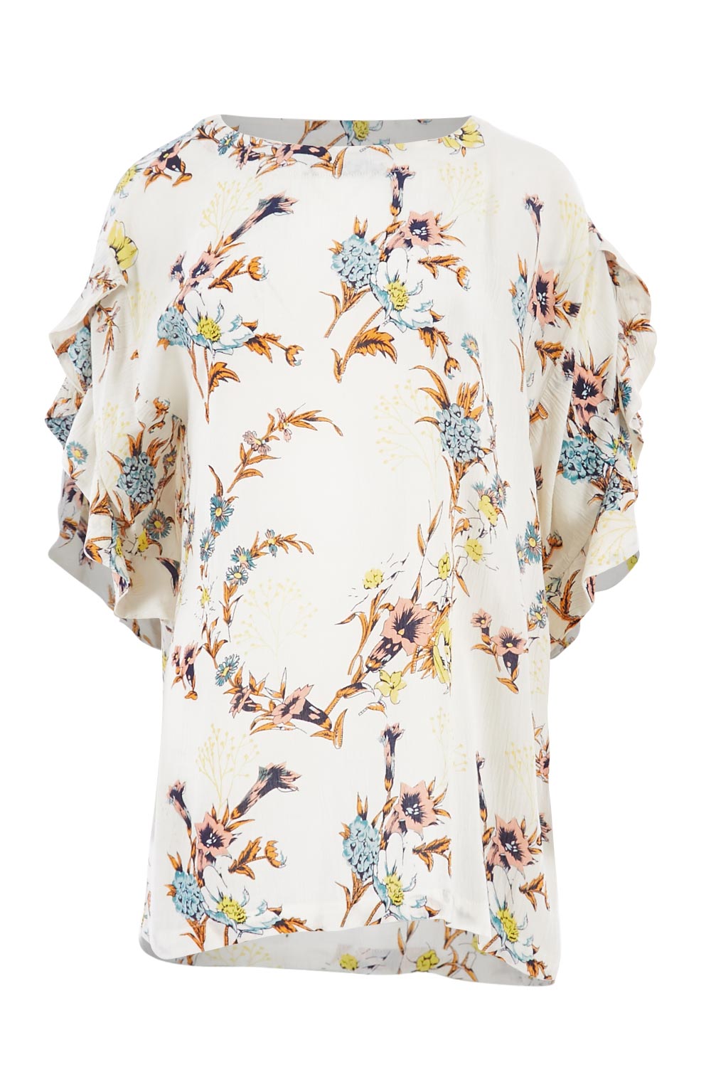 Product shot of the Soft Sleeve Top in colour Trumpet (White), from the front