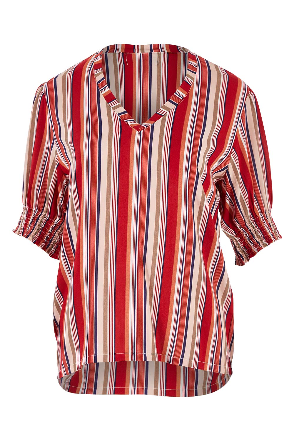 Preloved Printed V Neck Top - Striped