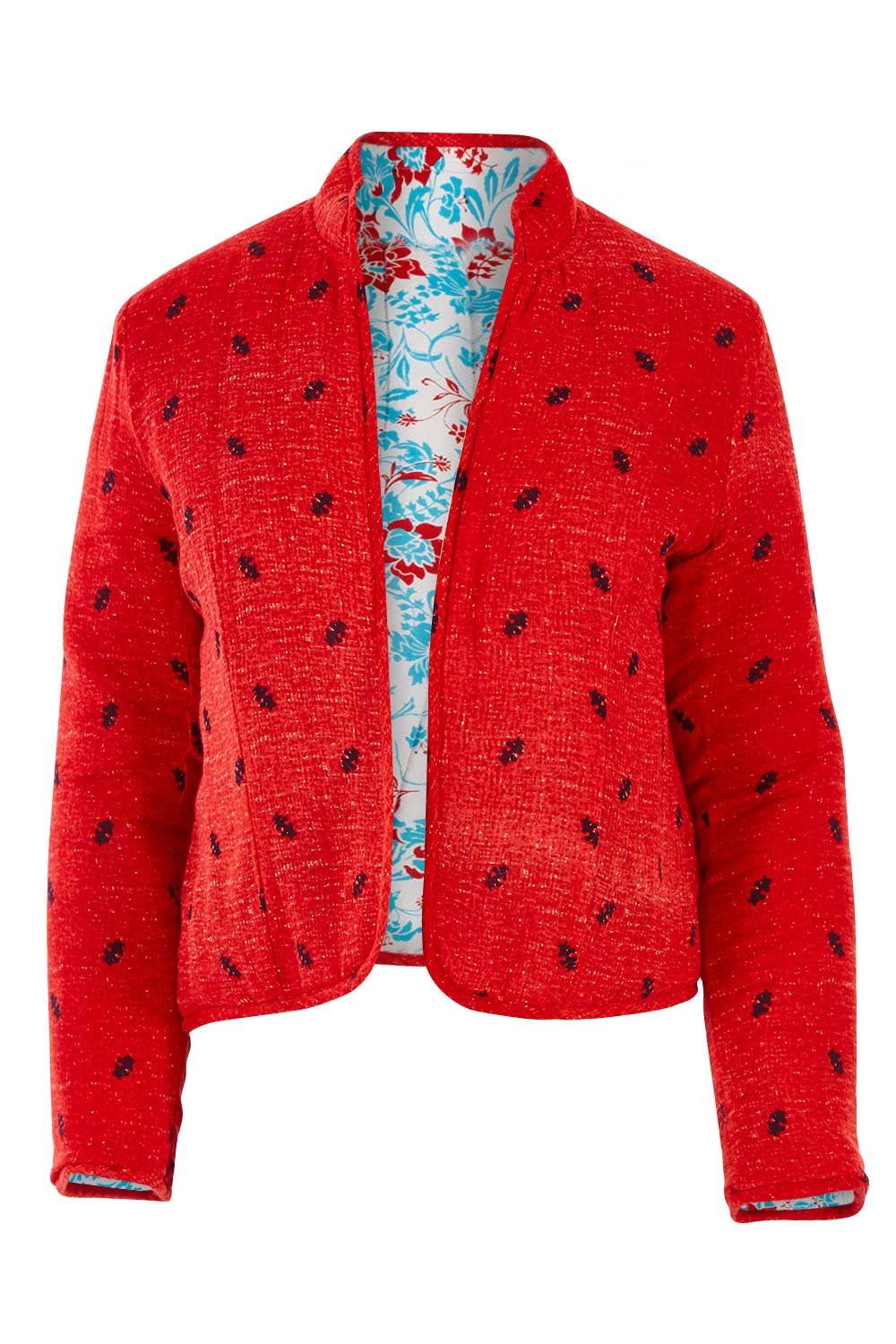 Product shot of the Reversible Quilted Jacket in colour Reversed (White), detail