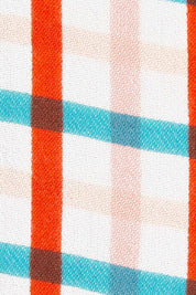 Product shot of the Tie Back Bell Sleeve Top in colour Check (White), detail
