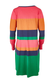 Product shot of the Knit Stripe Dress in colour Multihues (Pink), from the back