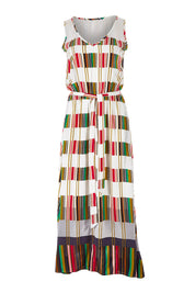 Product shot of the Tie Waist Maxi Dress in colour Coded (Grey), from the front