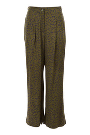 Product shot of the Printed Wide Leg Pant in colour Mustspots (Black), from the front