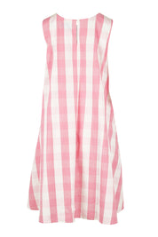 Product shot of the Gingham Swing Dress in colour Gingham (Pink), from the back