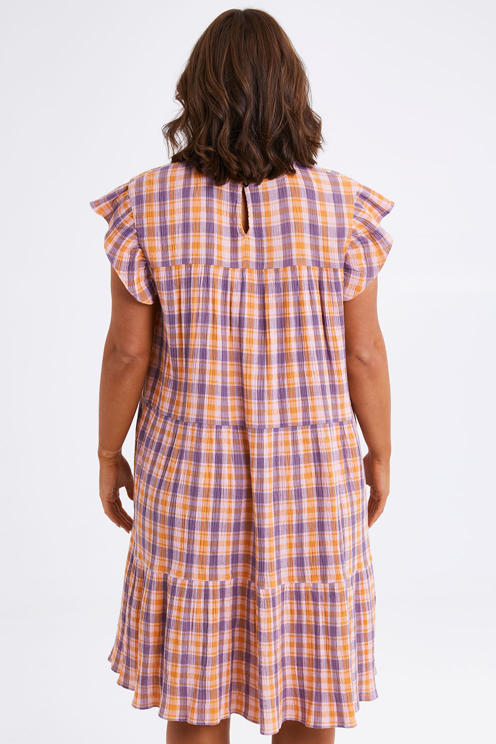 Preloved Ruffle Sleeve Tier Dress - Mixedcheck