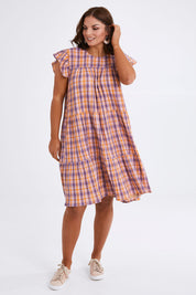 Preloved Ruffle Sleeve Tier Dress - Mixedcheck