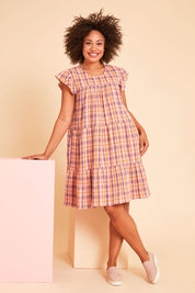 Preloved Ruffle Sleeve Tier Dress - Mixedcheck