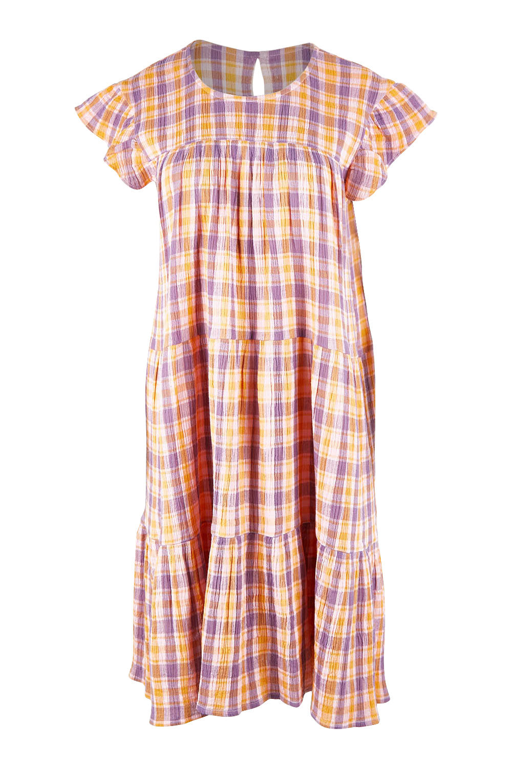Preloved Ruffle Sleeve Tier Dress - Mixedcheck