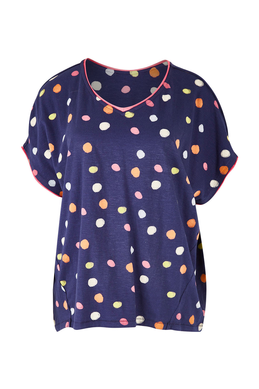 Product shot of the Multi Spot Tee in colour Multispot (Blue), from the front