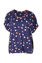 Product shot of the Multi Spot Tee in colour Multispot (Blue), from the front