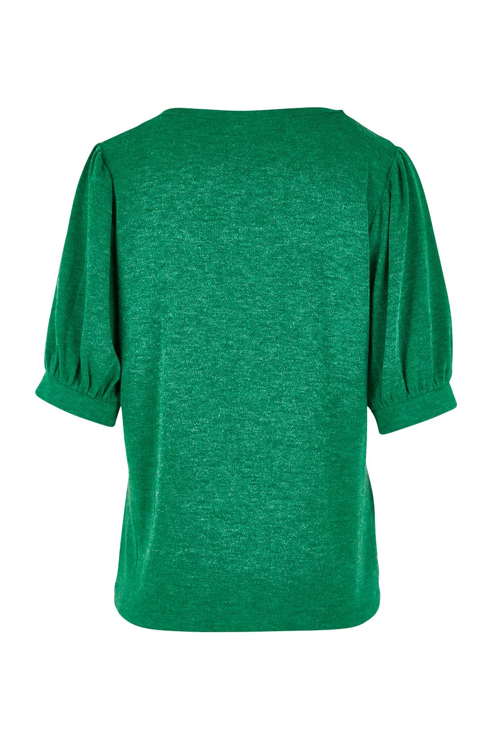 Product shot of the Gathered Sleeve Top in colour Vividgreen (Green), from the back