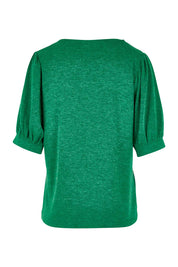 Product shot of the Gathered Sleeve Top in colour Vividgreen (Green), from the back