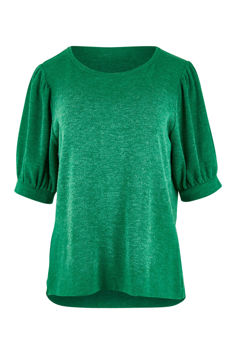 Product shot of the Gathered Sleeve Top in colour Vividgreen (Green), from the front
