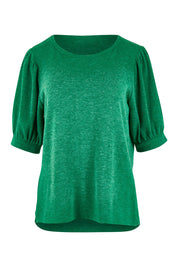 Product shot of the Gathered Sleeve Top in colour Vividgreen (Green), from the front