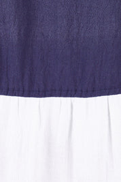 Product shot of the Multi Colour Tier Dress in colour Multi (Blue), detail