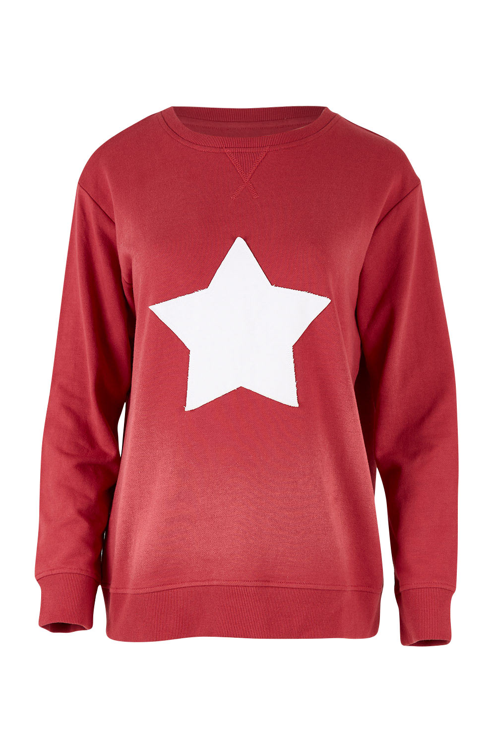 Product shot of the I Am A Star Sweater in colour Raspberry (Pink), from the front