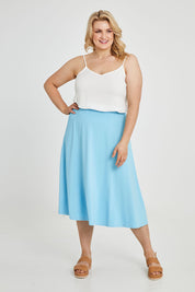 Preloved Gathered Waist Long Skirt - Skyblue
