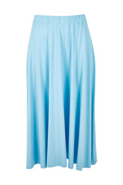 Product shot of the Gathered Waist Long Skirt in colour Skyblue (Blue), from the front