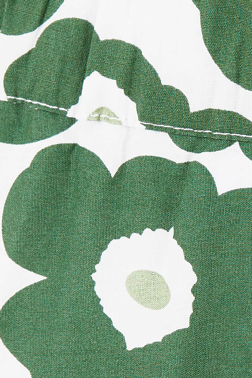 Product shot of the Calf Length Gathered Skirt in colour Daisy (Green), detail