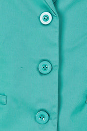 Product shot of the Buttoned Blazer in colour Teal (Blue), detail