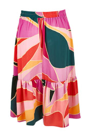 Product shot of the Flitter Skirt in colour Geo (Pink), from the back