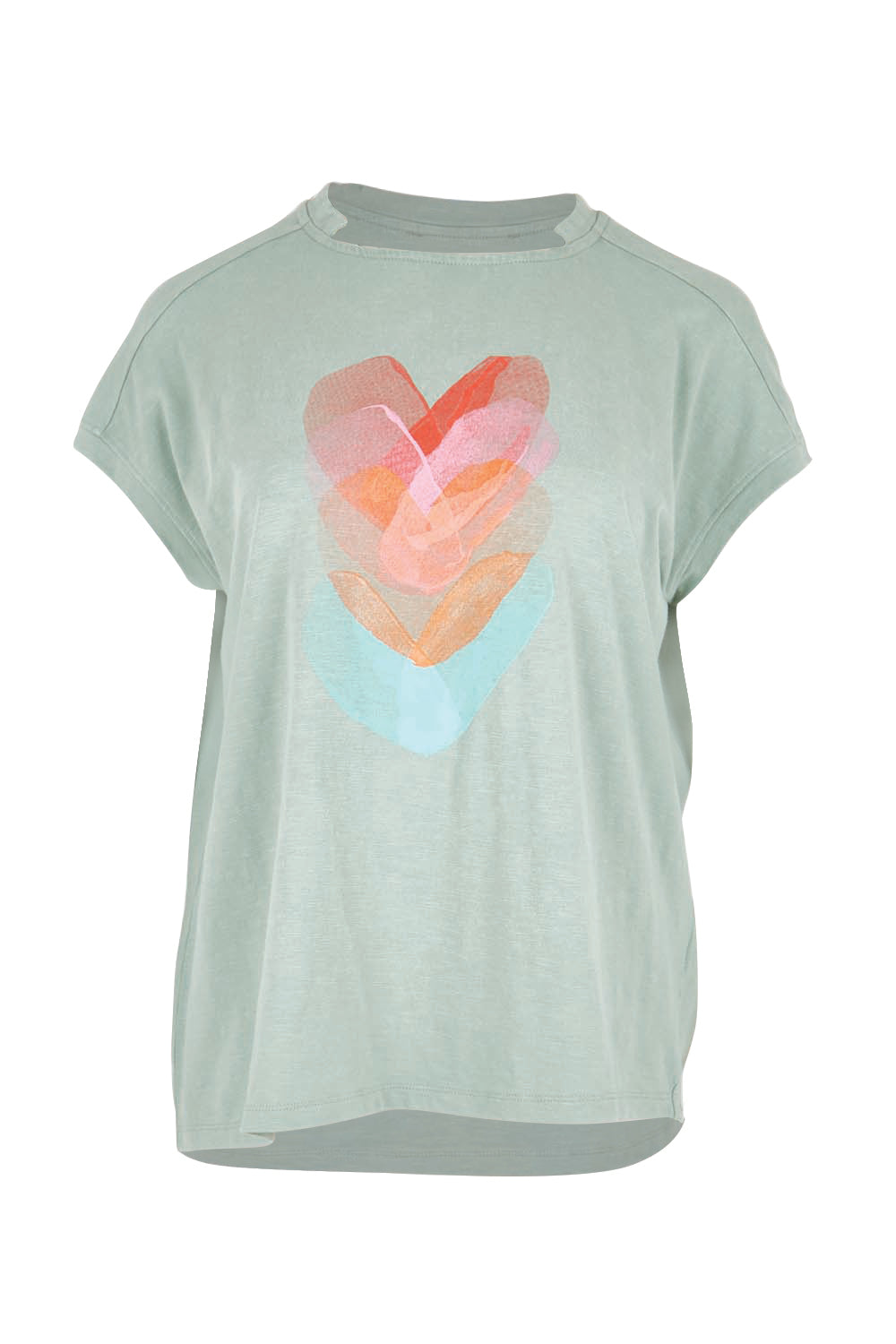 Product shot of the Heart Logo Tee – Tealred in colour Tealred, from the front