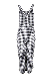 Product shot of the Cropped Overalls in colour Blackwhite (Black), from the back