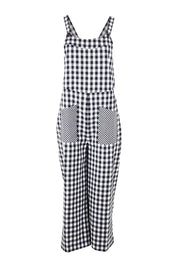 Product shot of the Cropped Overalls in colour Blackwhite (Black), from the front